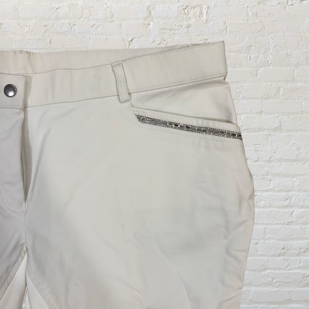 HKM White Full Seat Breeches - Size 48