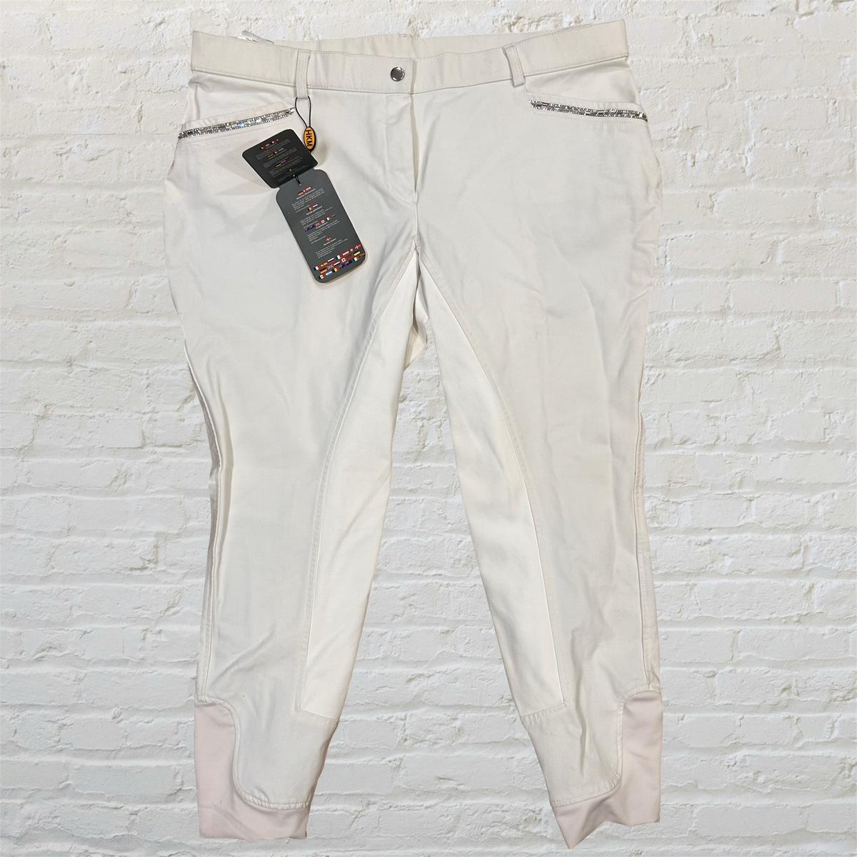 HKM White Full Seat Breeches - Size 48
