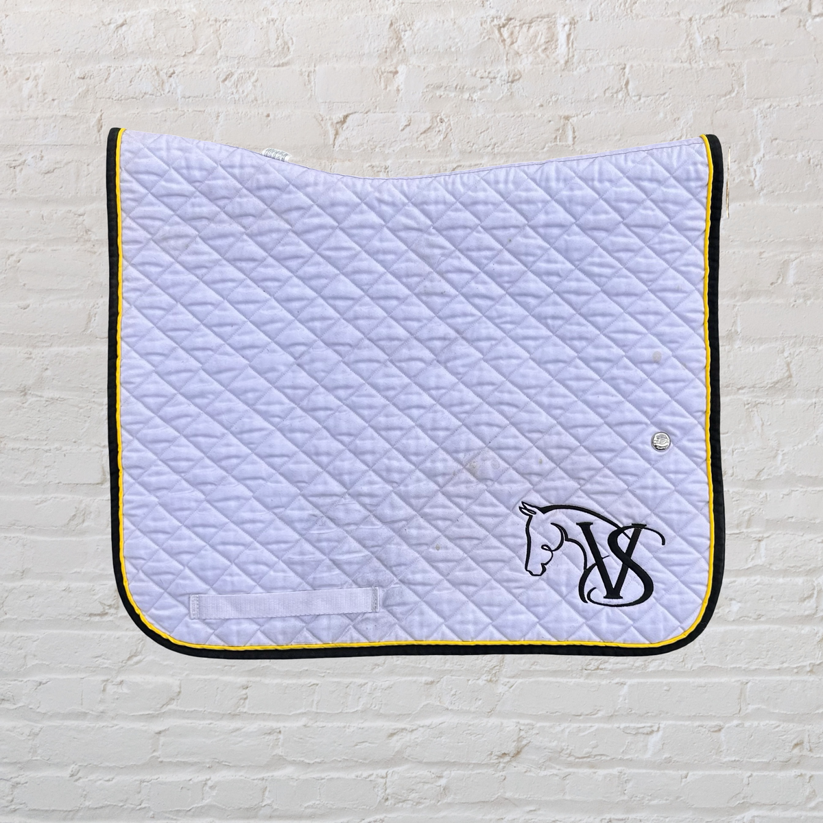 Olgilvy VS Saddlery White Dressage Pad Yellow piping