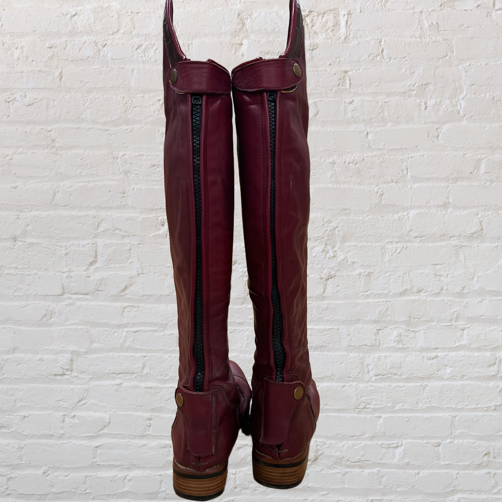 Burgandy Lace-Up Tall Boot