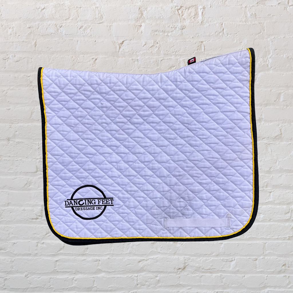 Olgilvy VS Saddlery White Dressage Pad Yellow piping