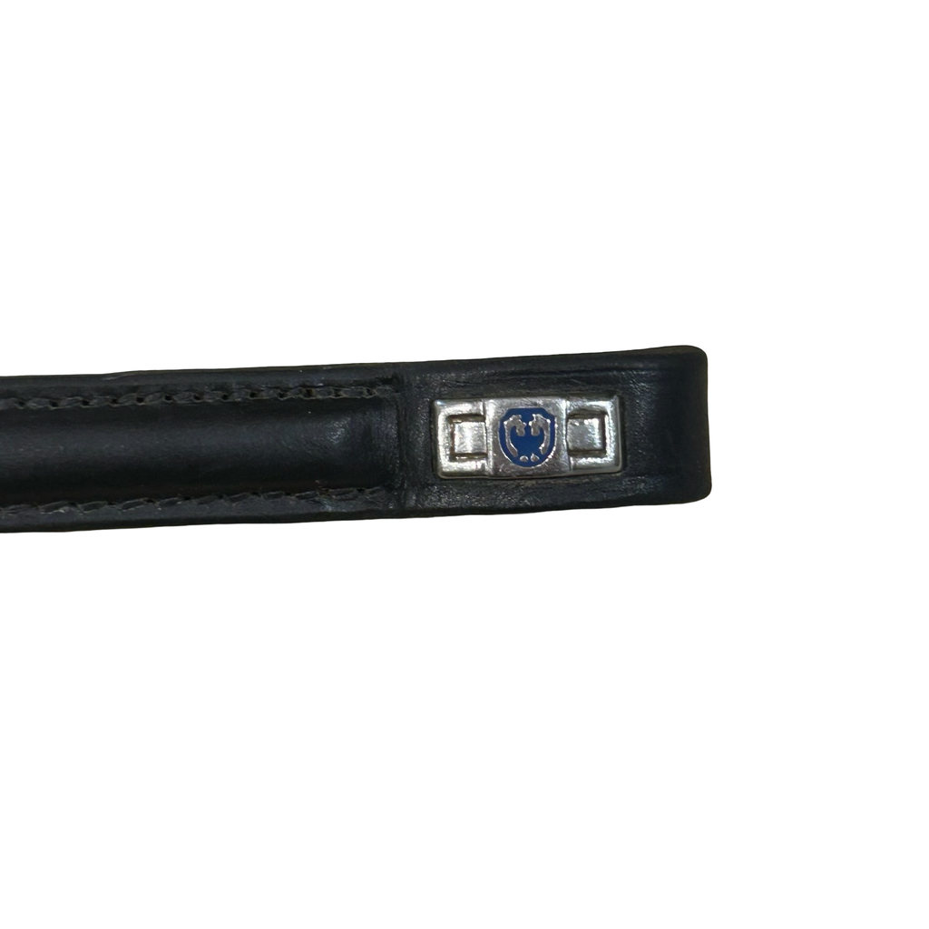 Black Leather Browband with Red Decorative Inlay & Silver Accents