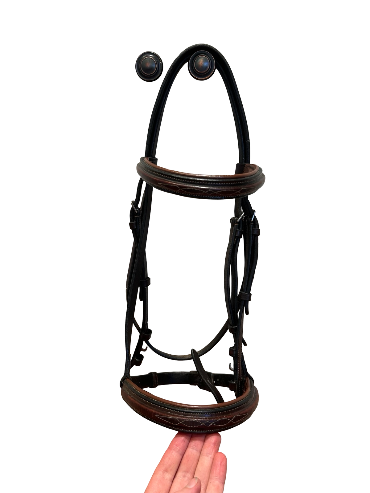 Dark Brown Padded Fancy Stitch Hunter Bridle - Full