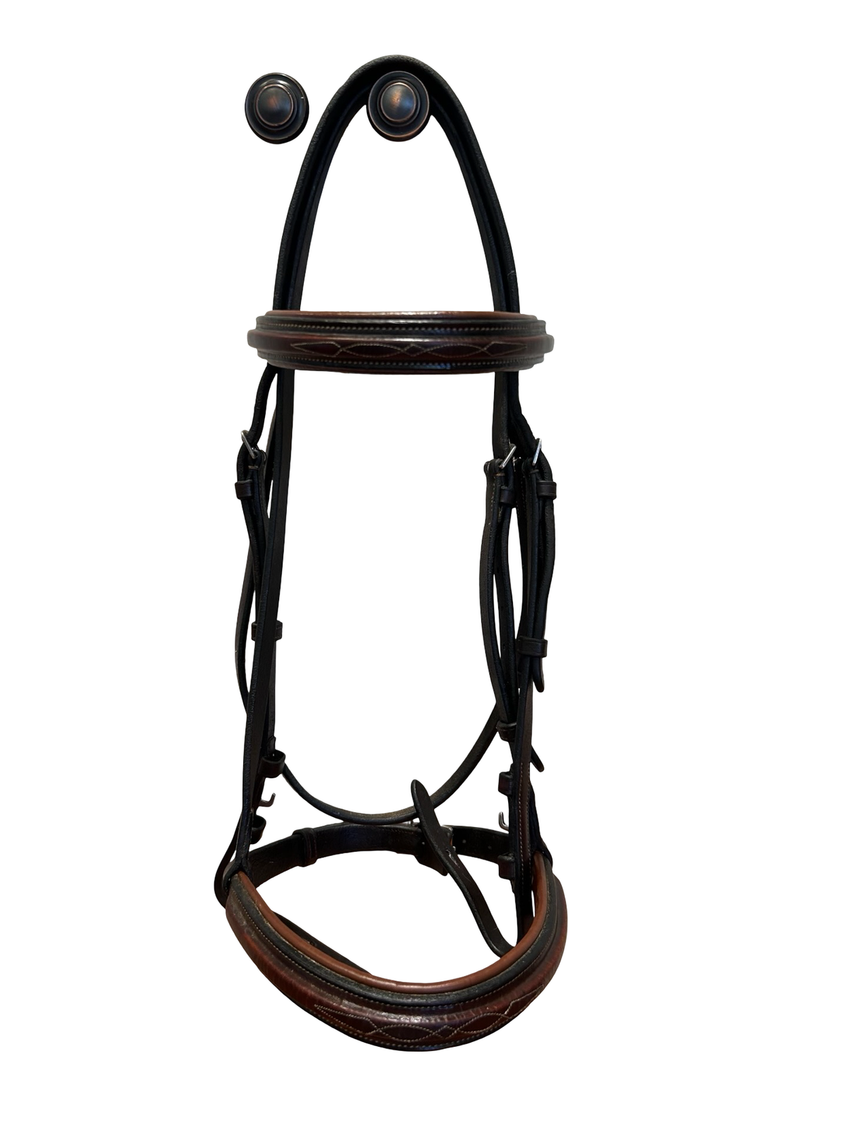 Dark Brown Padded Fancy Stitch Hunter Bridle - Full